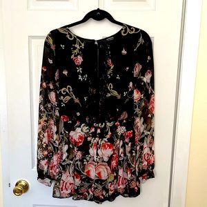 HOMMAGE Los Angeles long sleeve black floral romper size S